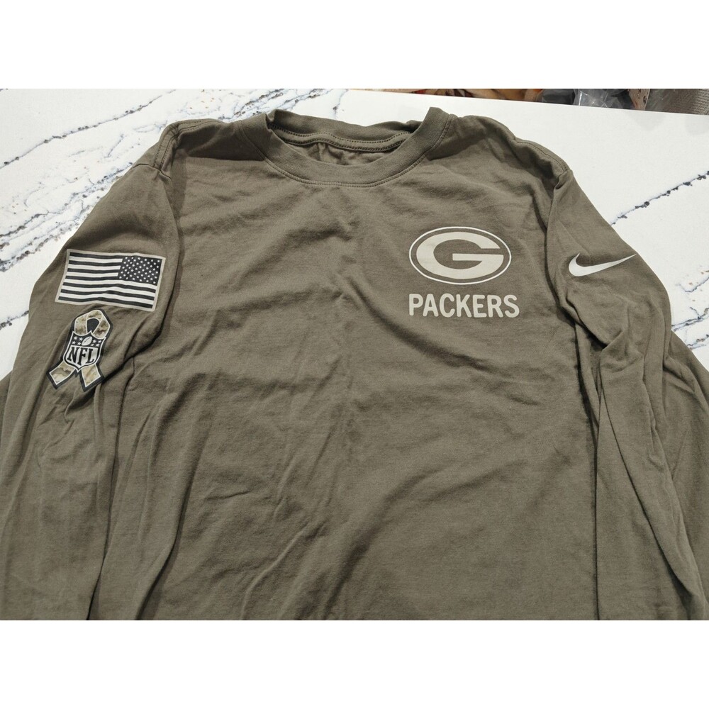 Green Bay Packers Salute to Service long sleeve t-shirt mens Medium Green Olive